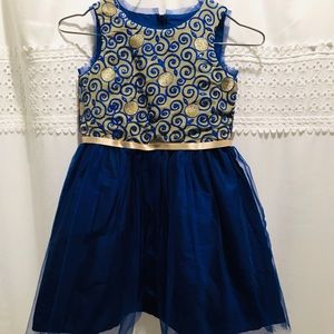A.T.U.N Royal Blue & Gold Dress, size 4-5yrs